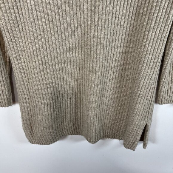 St. John Metallic Rib knit‎ sweater Women’s Size Large Wool Cashmere Tan Luxury - Picture 9 of 9